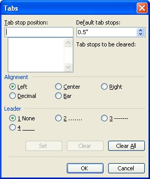 how to set tab to right margin in word