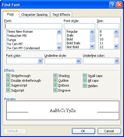 fonts for word 2007