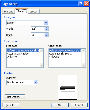 changing margins in word 2003