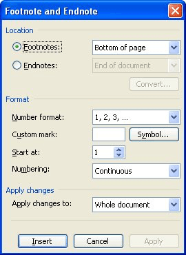 how to add footnotes in word pad