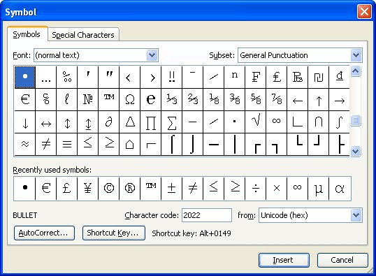 word formatting marks circle