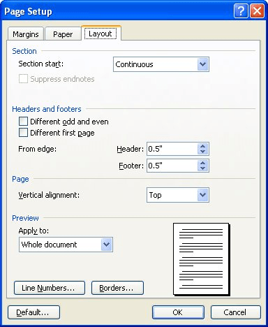 add line numbers in word