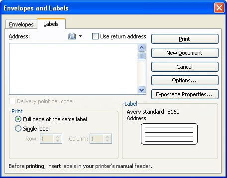 microsoft word for mac postage labels