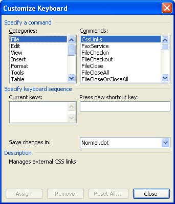 word assign shortcut key to existing macro