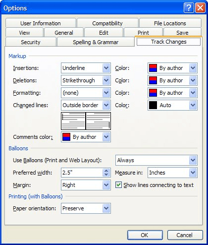 how to show strikethrough in word track changes