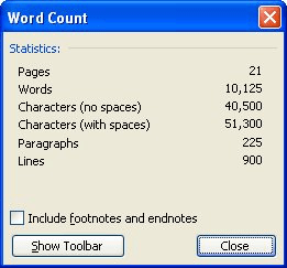 word count in microsoft word 2010