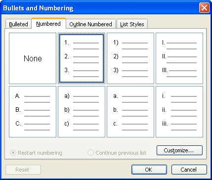 word for osx, new numbering for numbered list