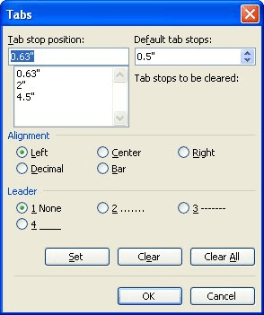 how to add dot leaders in word