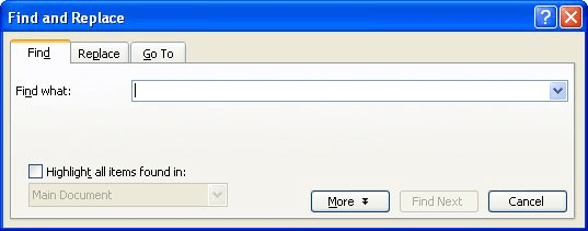 where is find and replace in word 2007
