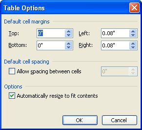 Changing Spacing Between Table Cells (Microsoft Word)