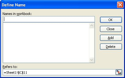 Defining A Name Microsoft Excel