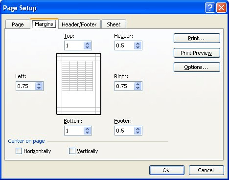 Centering Your Worksheet (Microsoft Excel)