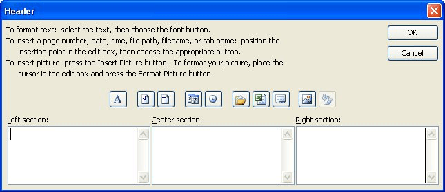 how to insert a header in excel 2007