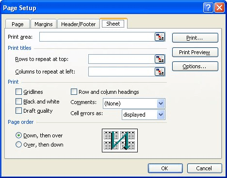 specifying an order for page printing microsoft excel