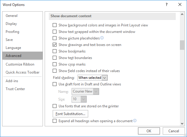 show all bibliography fields check box word