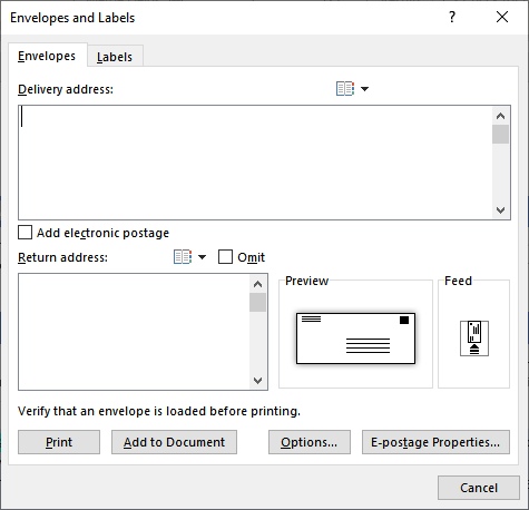 how do i print an envelope in word 2013