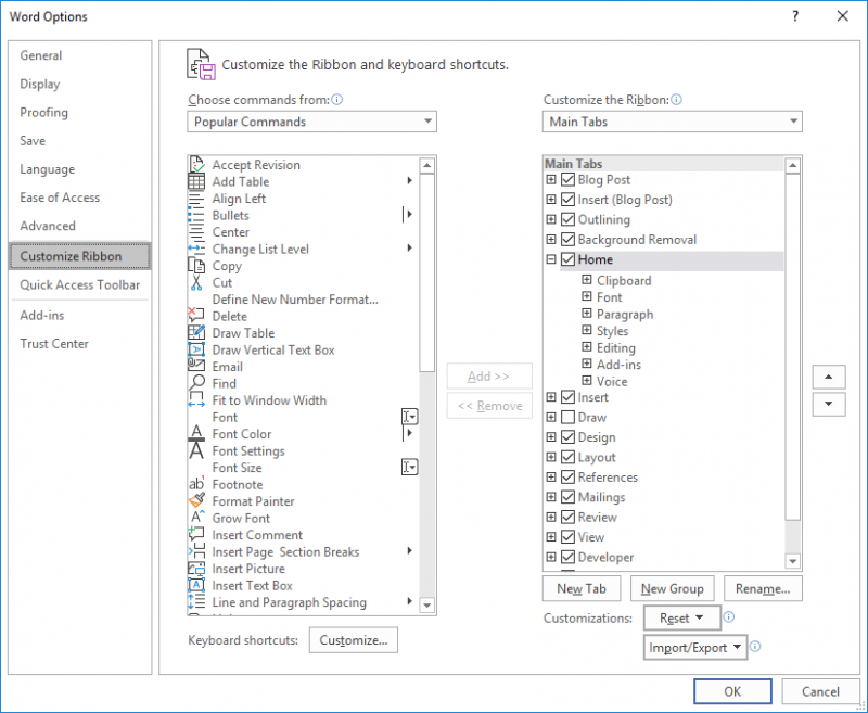 microsoft word keyboard shortcuts list