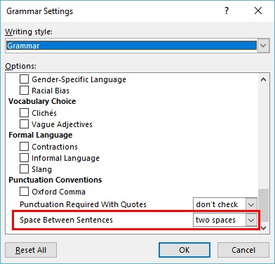 An Automatic Two Spaces after a Period (Microsoft Word)