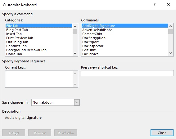 keyboard shortcuts for grouping in word mac