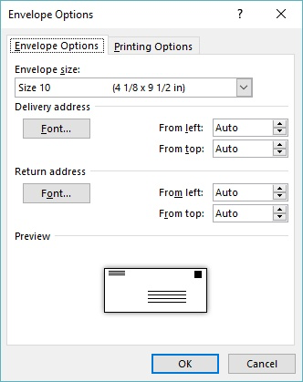 a4 envelope address location for window template