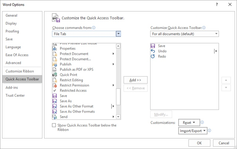 shortcut to save as in word