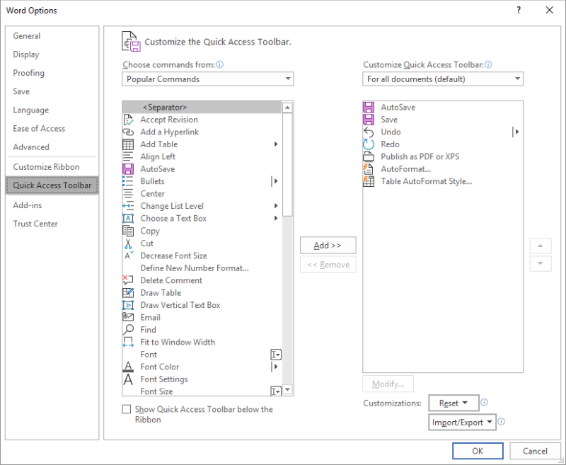 how to auto format table of contents word 2003