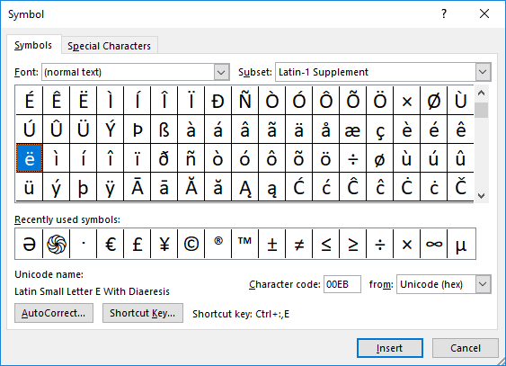 keyboard shortcut bullet point word 2013