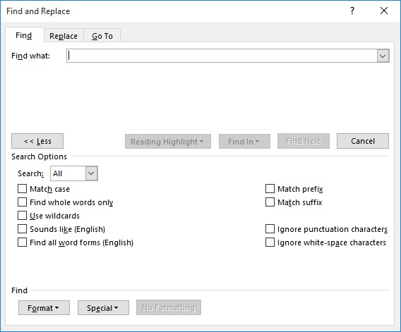 microsoft word find and replace match case