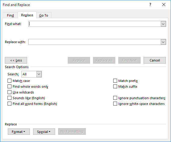 microsoft word find and replace hard return