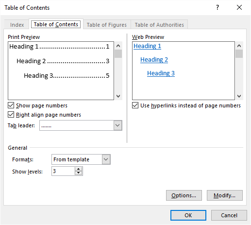 Creating a Table of Contents from TOC Fields (Microsoft Word)