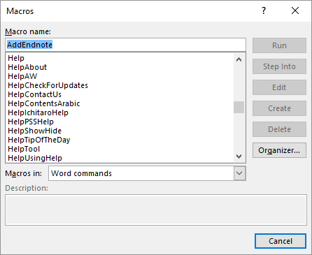 Printing a Macro List (Microsoft Word)