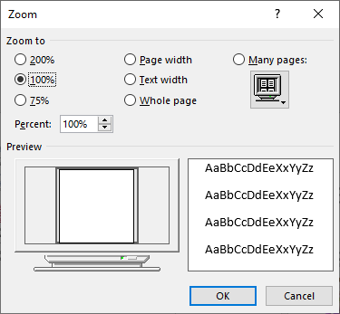 ms word for mac zoom in shortcut
