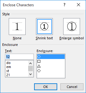 Adding Circles around Letters or Numbers Microsoft Word