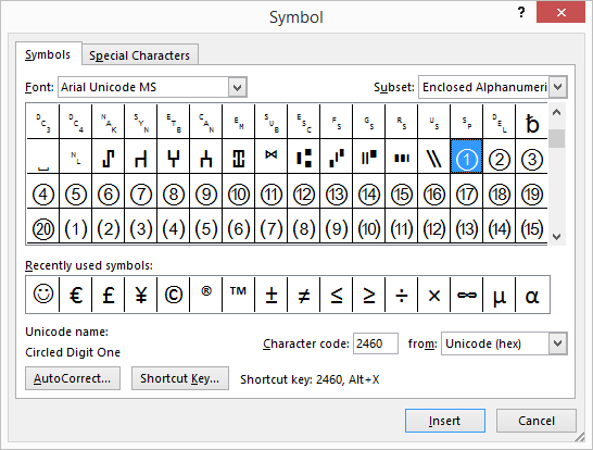 Template Unicode Chart Enclosed Alphanumerics Template Unicode Chart 