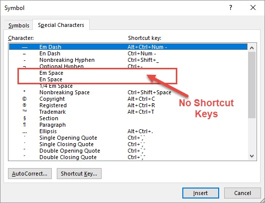 keystroke for em dash in word