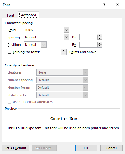 adjust kerning in microsoft word