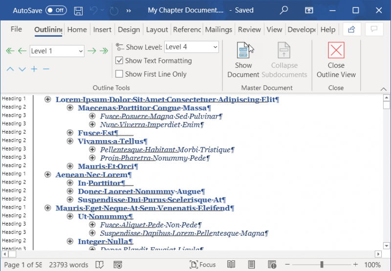 Making headings in microsoft word tidepac