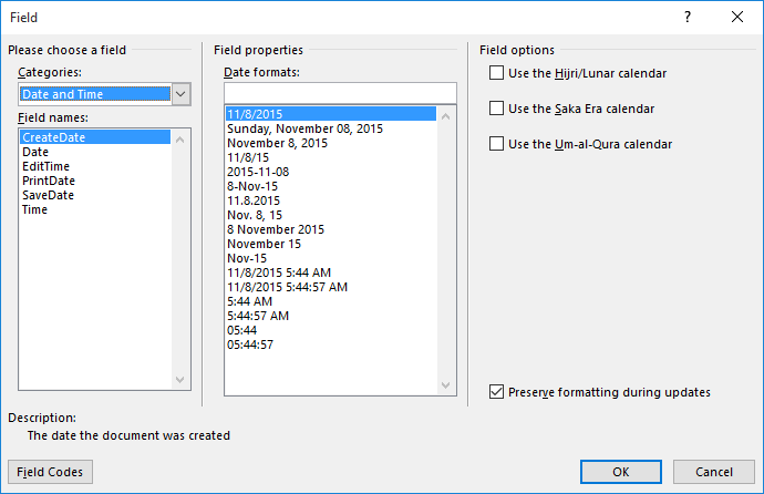 Stopping DATE Fields from Updating when Opening a Document