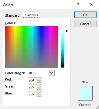 ms word color codes