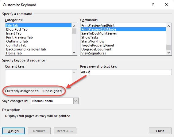 Shortcut Key To Make Print Preview Active Microsoft Word 