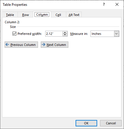 Precisely Adjusting Table Column Widths Microsoft Word