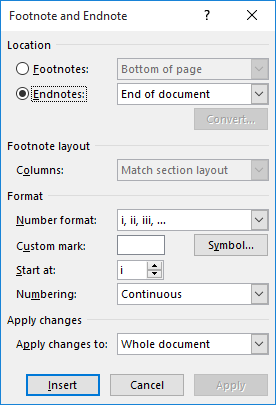 microsoft word endnote search