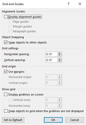 move shapes off of grid ms word for mac 2011