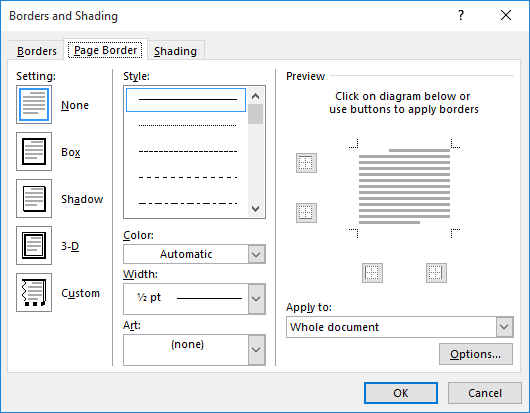 Creating a Full-Page Border (Microsoft Word)