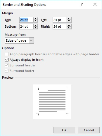 Non Printing Page Borders Microsoft Word