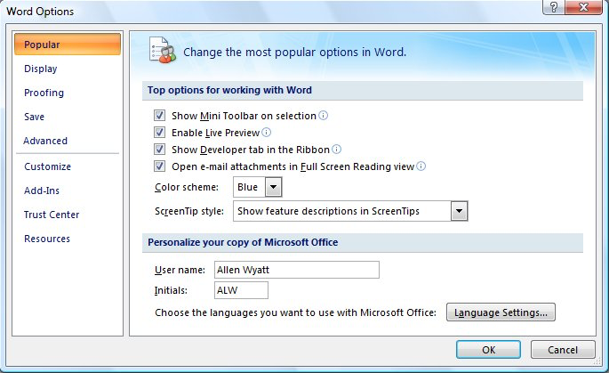 Displaying the Developer Tab (Microsoft Word)