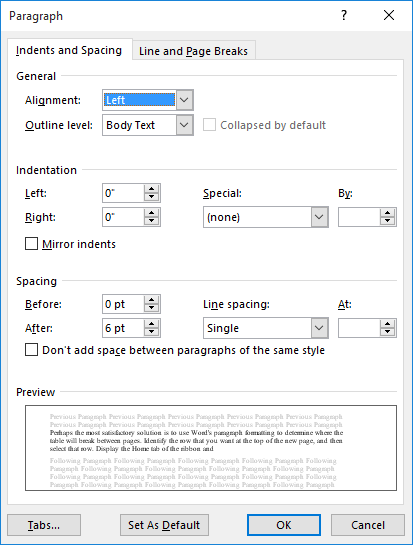 how to change horizontal alignment in word 2010