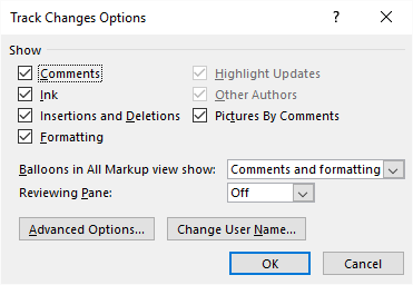 update microsoft word track changes