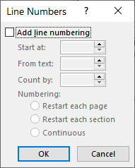 Adding Line Numbers (Microsoft Word)