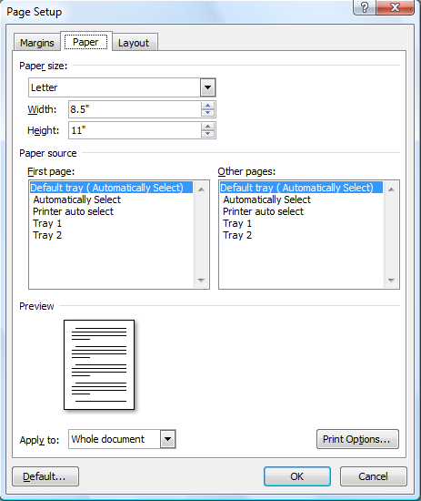 excel for mac 2011 is printing to wrong tray